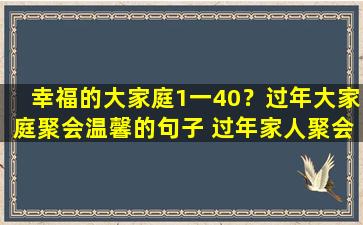 幸福的大家庭1一40？过年大家庭聚会温馨的句子 过年家人聚会的经典语句